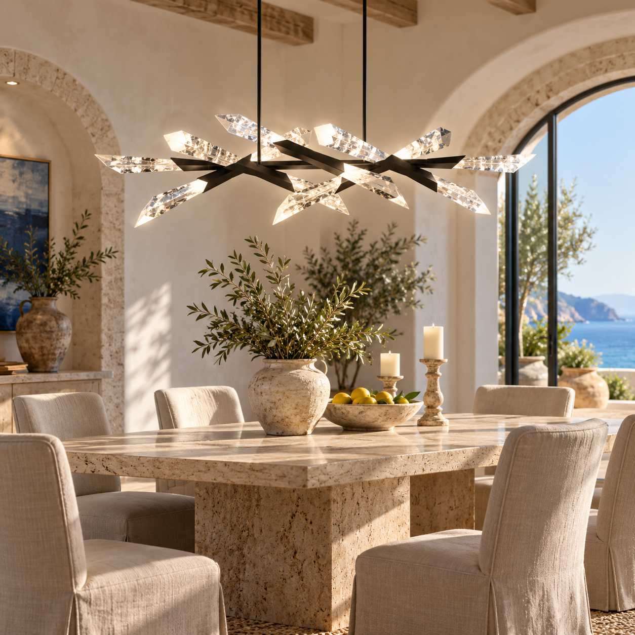Davenessa modern crystal chandelier for kitchen island and contemporary dining interiors