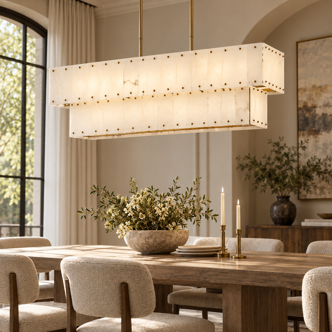 Luxury alabaster chandelier for villa dining room