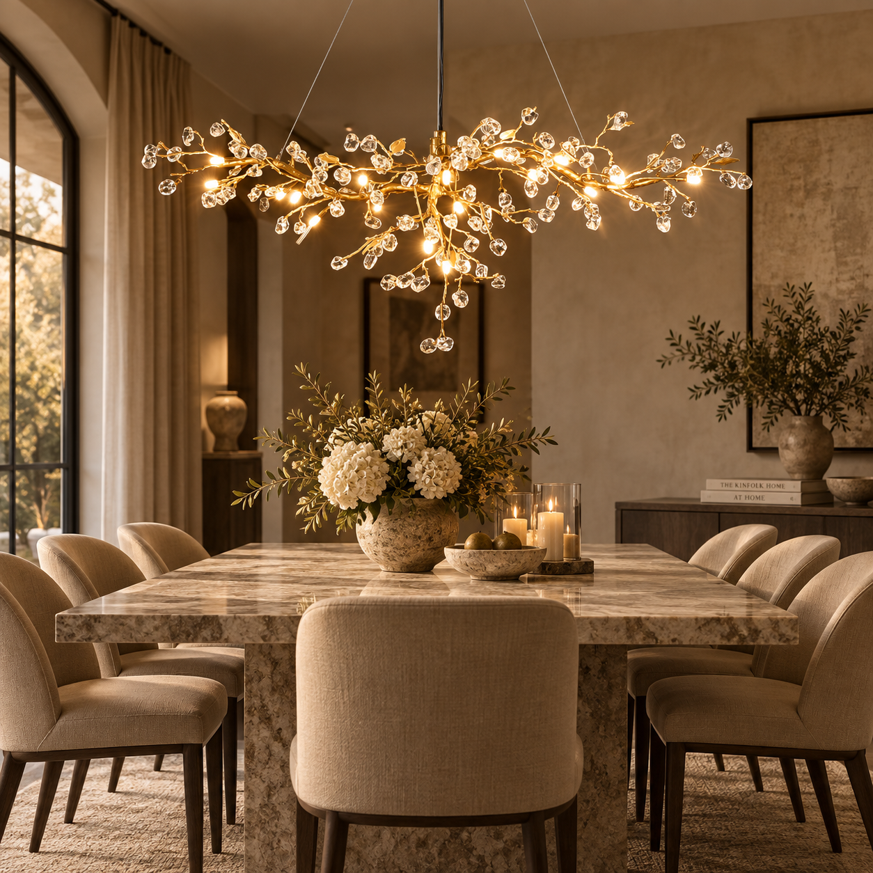 Levarenvale custom crystal chandelier for upscale restaurant and hospitality interiors