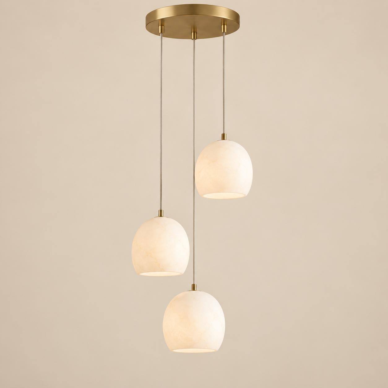 Noreniridge three-light natural alabaster pendant chandelier