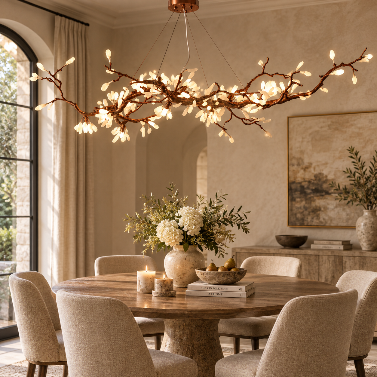 Fresenon handcrafted selenite branch chandelier