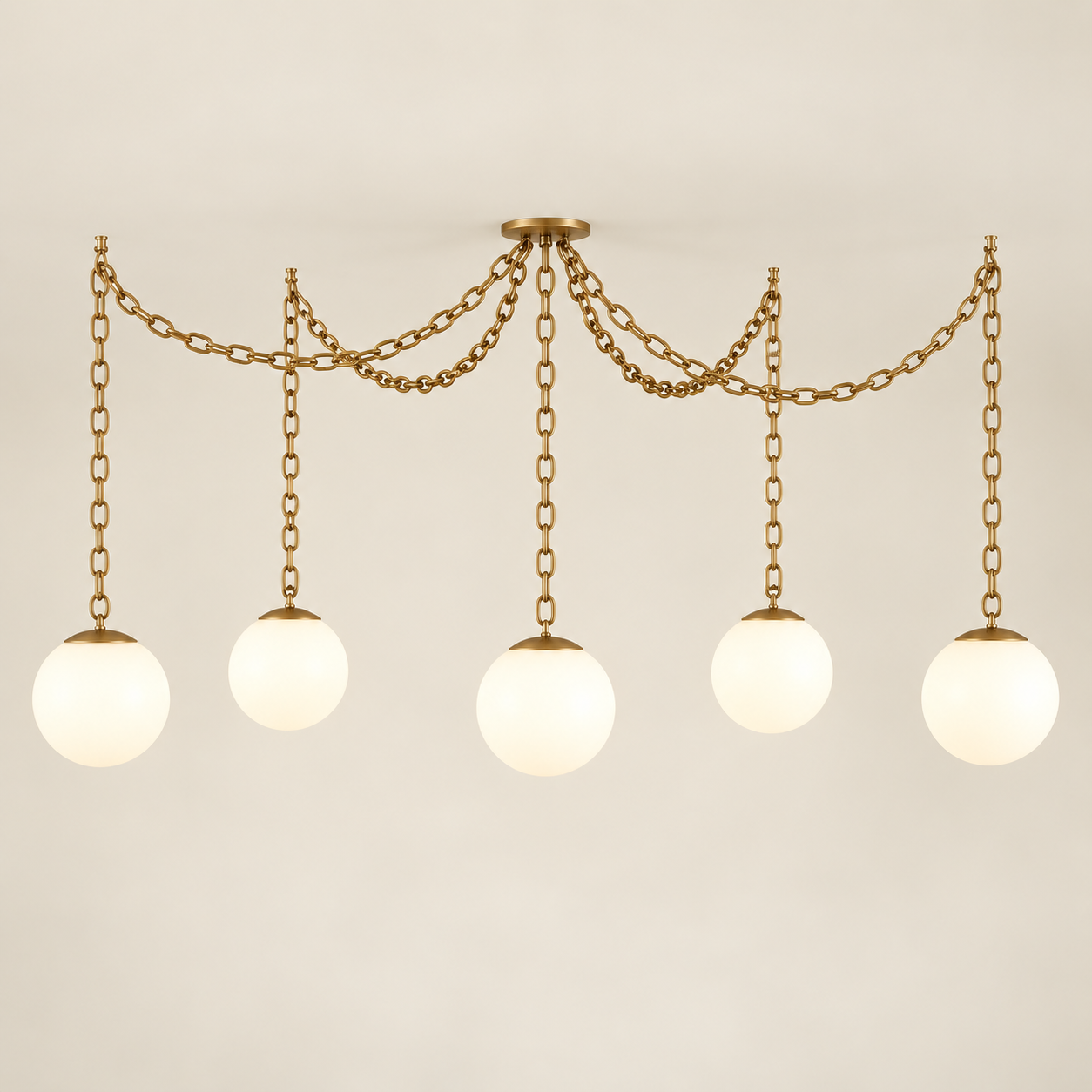 Ravrenine modular alabaster chandelier with five globes