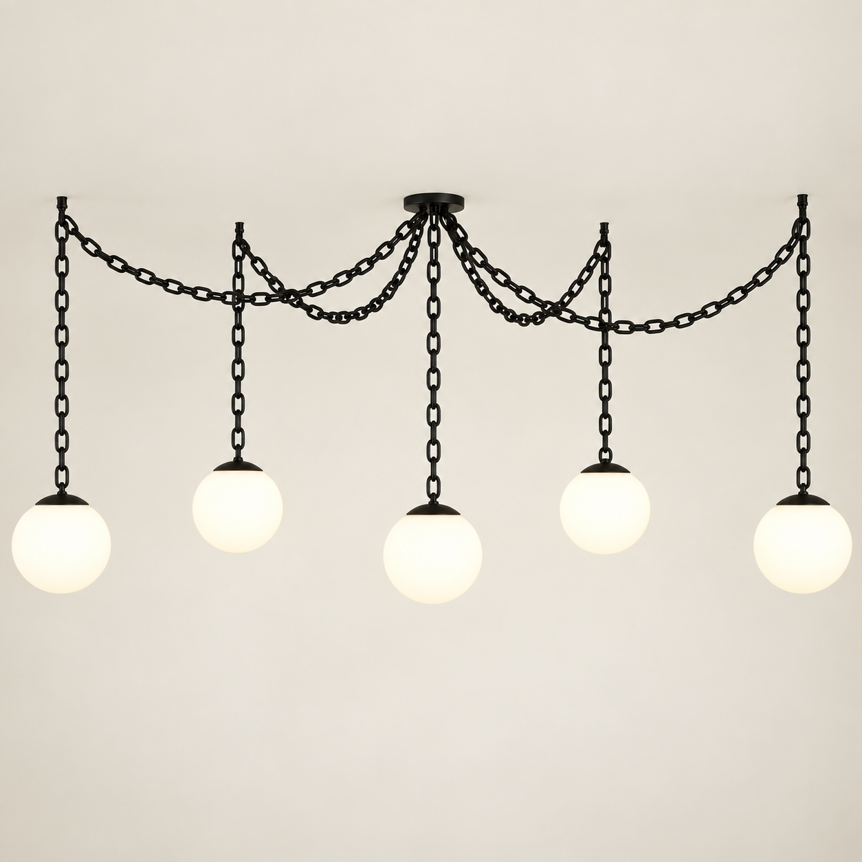 Ravrenine modular alabaster chandelier with five globes