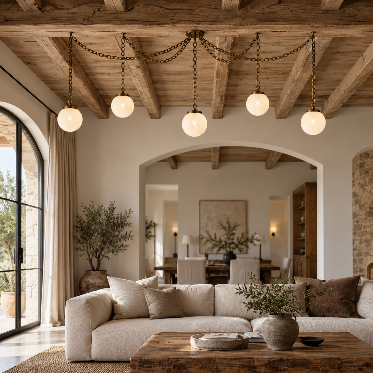 Ravrenine modular alabaster chandelier with adjustable chains